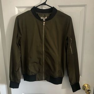Dark Olive Green Bomber Jacket